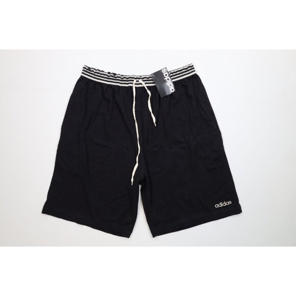 Deadstock Vintage 90s Adidas Mens XL Spell Out Striped Above Knee Shorts Black - Picture 1 of 15